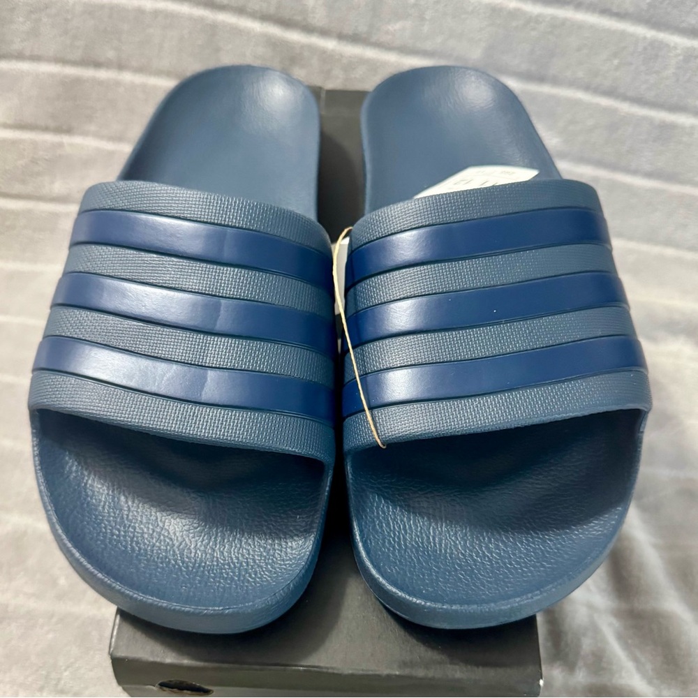 Adidas Adilette Aqua Navy Men’s Slides Size 11 - Picture 3 of 10